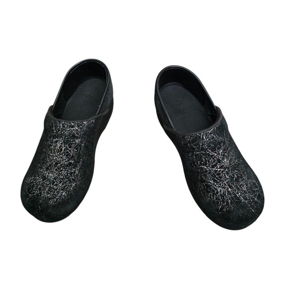 Sanita Clog Shoes Womens Size EU 38 US Size 7 - 7.5 Black Silver Suede - Picture 2 of 9